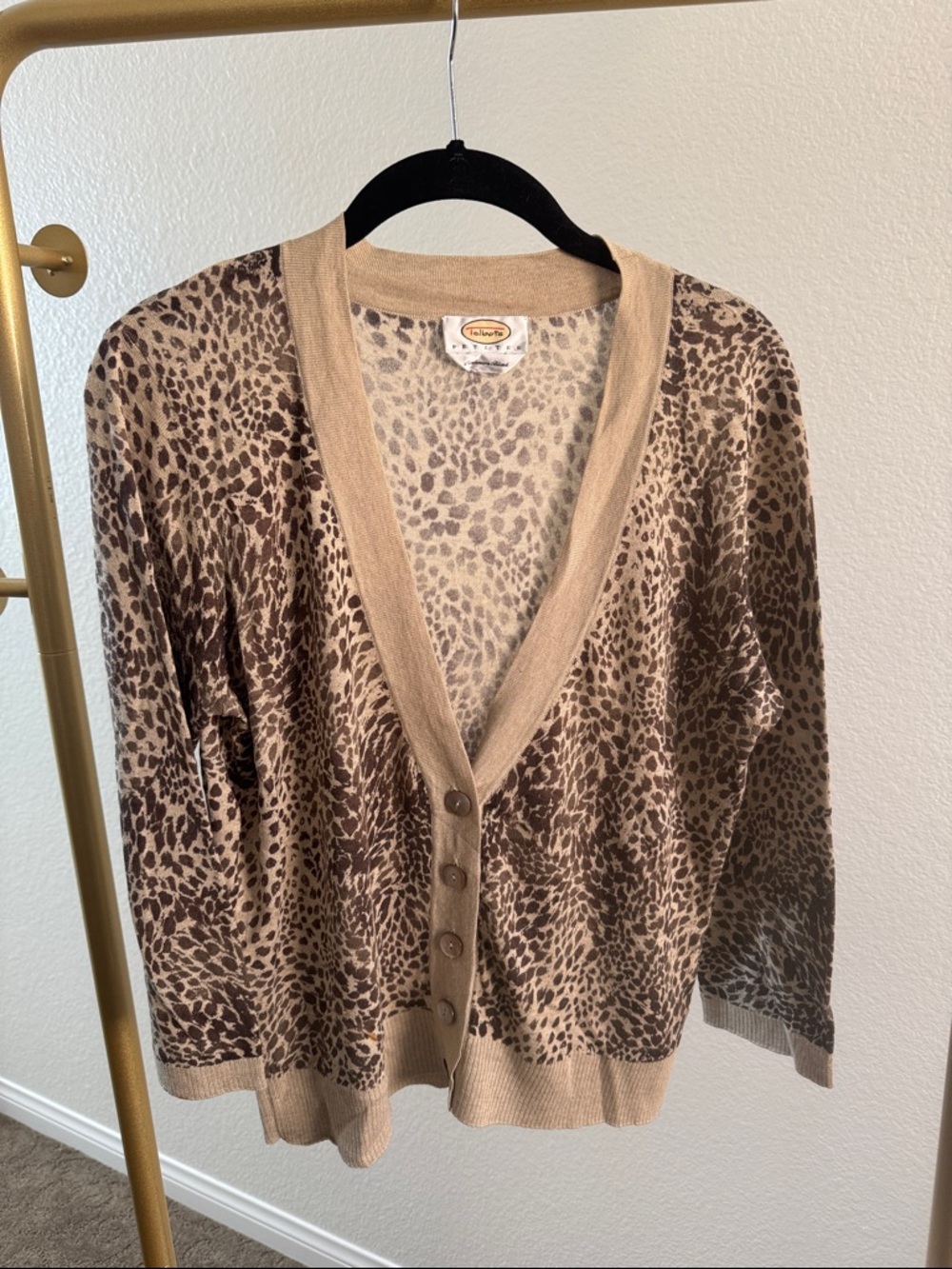 Talbots Leopard Print Button-Front Cardigan